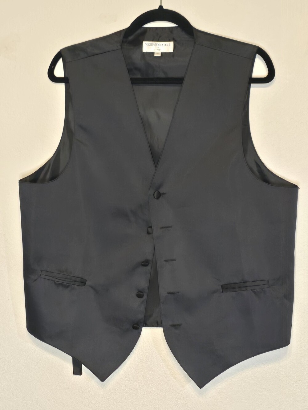 Vesuvio Napoli Men's Black Formal Tuxedo Dress Vest Sz M Satin Finish